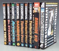 Nine Marvel Comics Essential comic books comprising Fantastic Four 1, 2 and 3, Daredevil 1,