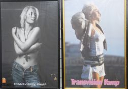 Two Transvision Vamp framed posters, each approximately 88 x 55cm