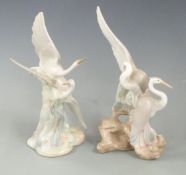Two Nao figures of herons, tallest 27cm