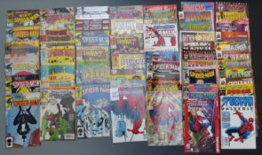 Sixty-four Marvel Spider-Man comics including Spidey 44, Web Of Spider-Man 6, 8, 15, 20, 26, 27,