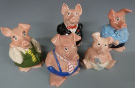 Five various Wade NatWest pigs