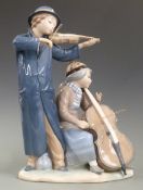 Nao figure of a cellist and violin player, H35cm