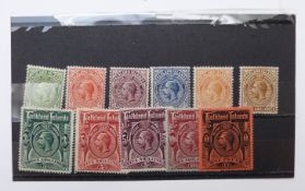 Falkland Islands mint stamps. 1891-1902 1/2d-1s. 1898 2s  6d and 5s. 1904 1/2d-5s. 1912-20 1/2d-£1.