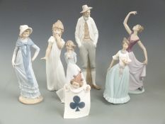 Seven Nao figures including dancing girl, tallest 37cm