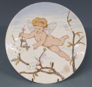 Royal Doulton cabinet plate decorated with a cherub, cat plate, Doulton lustre dish, Bunnykins,