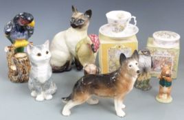 Beswick Woodpecker in matt, Siamese cat model 1882, boxed Royal Doulton Brambly Hedge, further