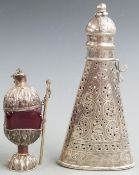 Eastern white metal incense burner and a white metal pierced cover