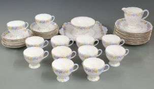 A collection of Foley teaware decorated with flowers, pattern number 1435, comprising twelve trios