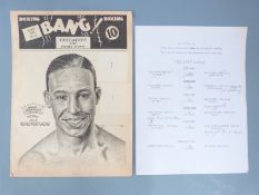 'Bang!' boxing magazine, June 1930 and fight sheet for Madison St Chicago