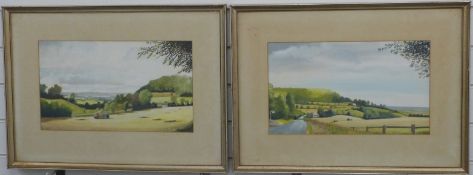 John Forster pair of watercolours, Bourne Stream, Wotton-under-Edge (currently the site of the