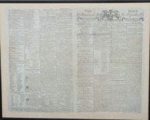 Reproduction framed 1785 newspaper, framed and glazed, 46 x 60cm