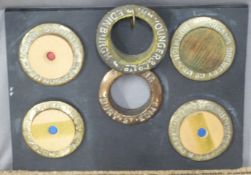 Six brewer's brass spigots