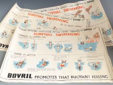 Three Bovril survival swimming posters, each 48 x 71cm