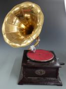 Soundmaster wind up gramophone with brass horn
