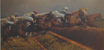 Peter Curling signed limited edition (398/500) horse racing print, 44 x 83cm