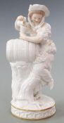 Meissen figurine of a girl pouring wine into a barrel, H16cm