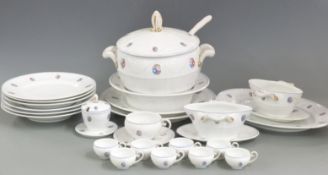Austrian dinner and coffee ware including a large tureen and ladle with 'Parma Geschutz' to base,