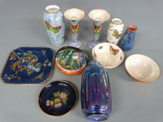Art Deco and later lustre ware including Crown Ducal, Shelley, Carlton Ware and Aynsley, tallest