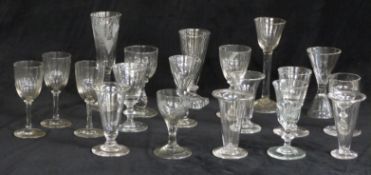 Nineteen 18thC and later ale, wine and similar drinking glasses, largest 17cm yall