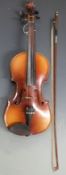 Mid 20thC violin labelled Antonius Stradivarius cremonensis 1713 with 35.5cm two piece flame back,