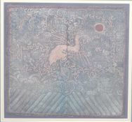 18th/19thC Chinese embroidery eighth Civil Service front rank badge/ panel decorated with a quail