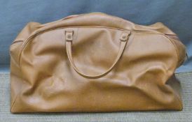 Brown faux leather holdall / carry bag