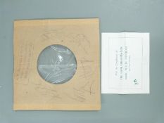 Set of Rolling Stones autographs in pencil on 7inch card record sleeve, the sleeve marked A W