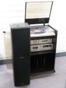 Technics stacking music system comprising SL-B210 turntable, SU-215 amplifier, M205 tape deck and