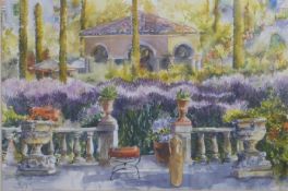 Annette Kane watercolour 'Italian Sham', 55 x 73cm, framed and glazed