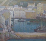 Ethel L Rawlins (1877-1962) oil on board 'A Cornish Harbour', signed lower right, 35 x 40cm,