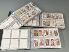 Three albums of cigarette cards including Player's motor cars, modern naval craft, cricketers and