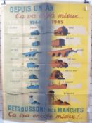 French World War II propaganda/ public information poster 'Depuis un an ça va deja mieux' (After a