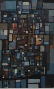 Modernist mixed media cubic geometric pattern, 71 x 44cm, framed