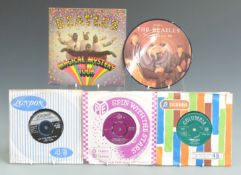 Approximately 50 singles mostly 1960s including The Beatles MMT and EPs, in a case