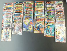 Sixty DC comics Superman comprising 1-9, 16-18, 20, 23, 29, 34, 37, 161, 334, 337, 352, 353, 361,
