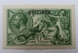 Great Britain 1913 £1 green Seahorse, overprinted SPECIMEN, lightly mounted mint