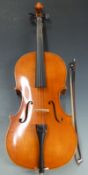Ezegedi Hanezergrarta Hungarian half sized cello with 62cm two piece flame type back, with Erich