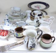 A collection of ceramics including Mason's dinner plates, Fenton jug, Wedgwood and Co dessert