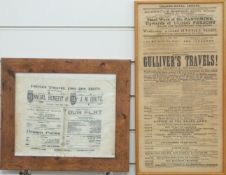 Two framed Bristol theatre posters, one for the Theatre Royal and dated 1855, the other on silk