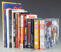 Sixteen comic related books including Terry and the Pirates 1 and 5, The Mammoth Book of Crime