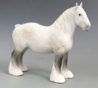 Beswick Shire horse in dappled grey colourway, H21cm