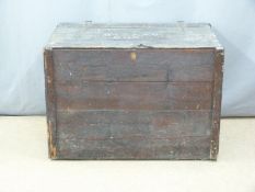19thC stained pine trunk, ex Cinderford Chapel, Forest of Dean, W104 x D64 x H73cm