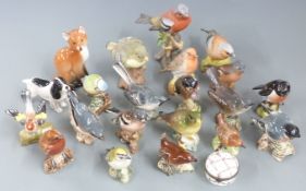 Large collection of Beswick, Lomonosov, Crown Staffordshire bird and animal figures, tallest 12.5cm