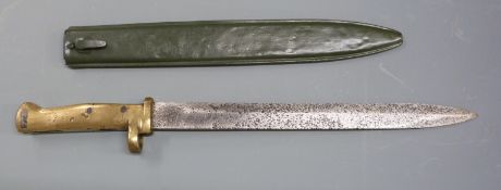 German 88/98 pattern Ersatz brass hilted knife bayonet with stepped muzzle ring, 30cm blade and
