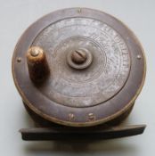 J Gillett, 40 Fetter Lane, London early 20thC brass fly fishing reel, 3½