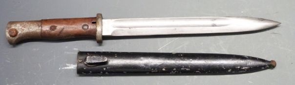 German 84/98 pattern bayonet with flashguard, J A Henckels and conjoined twins to ricasso, 25cm