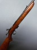 BSA Sportsman .22LR bolt-action rifle with semi-pistol grip, logo stamped to the stock, magazine and