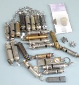 Twenty two mainly Scouts interest whistles including ACME Scout Master and Boy Scout, EMCA Boy