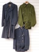 Circa 1970s RAF officer's uniform, RAF officer's raincoat and RAF cold weather flying suit, size 8