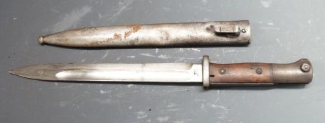 German 84/98 pattern bayonet with flashguard, Erfurt to ricasso, 15.U.1.5 to guard, 25cm fullered